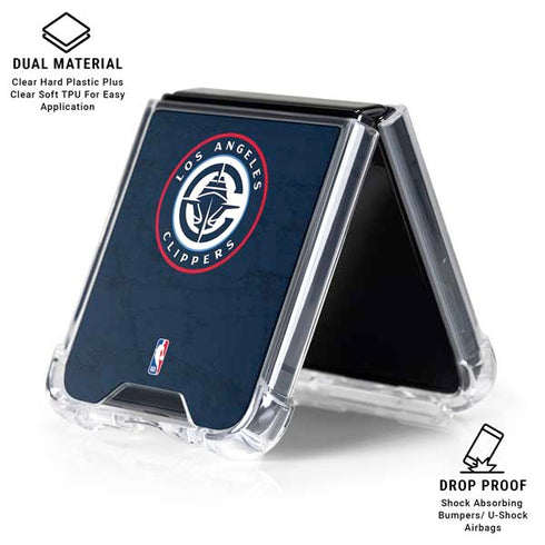 NBA Los Angeles Clippers Distressed Blue Galaxy Z Flip6 Clear Case